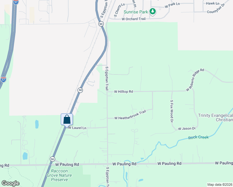 map of restaurants, bars, coffee shops, grocery stores, and more near 5531 West Hilltop Road in Monee