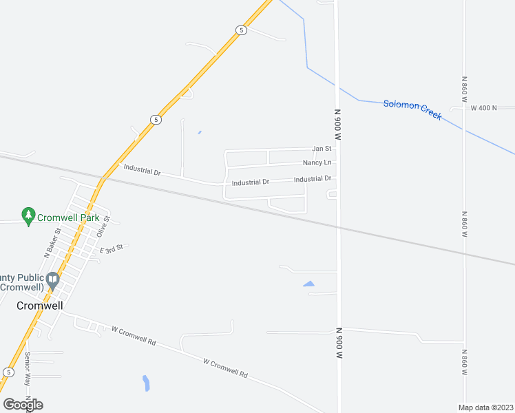 map of restaurants, bars, coffee shops, grocery stores, and more near 3757 North 900 West in Cromwell
