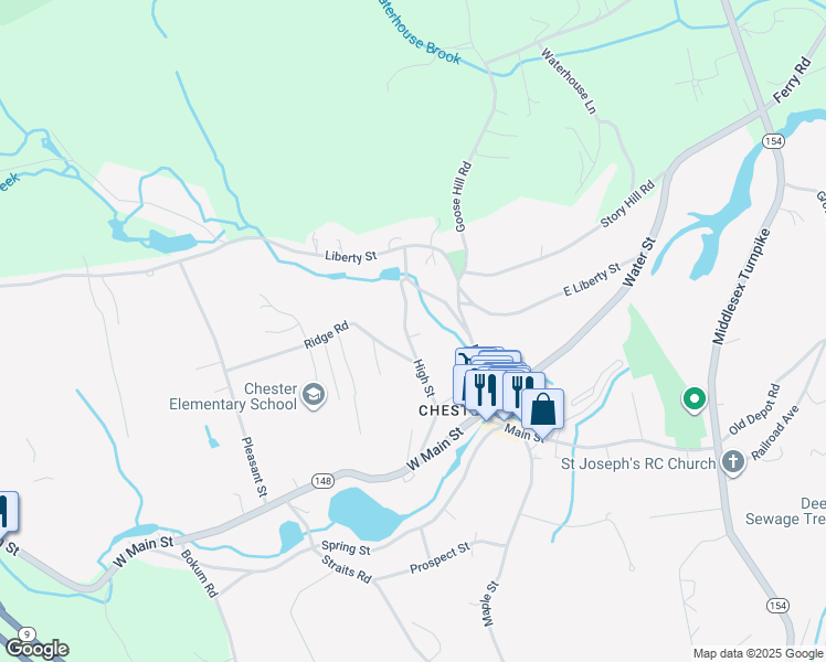 map of restaurants, bars, coffee shops, grocery stores, and more near 28 High Street in Chester