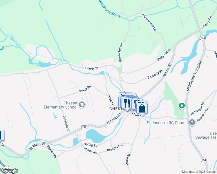 map of restaurants, bars, coffee shops, grocery stores, and more near 30 High Street in Chester