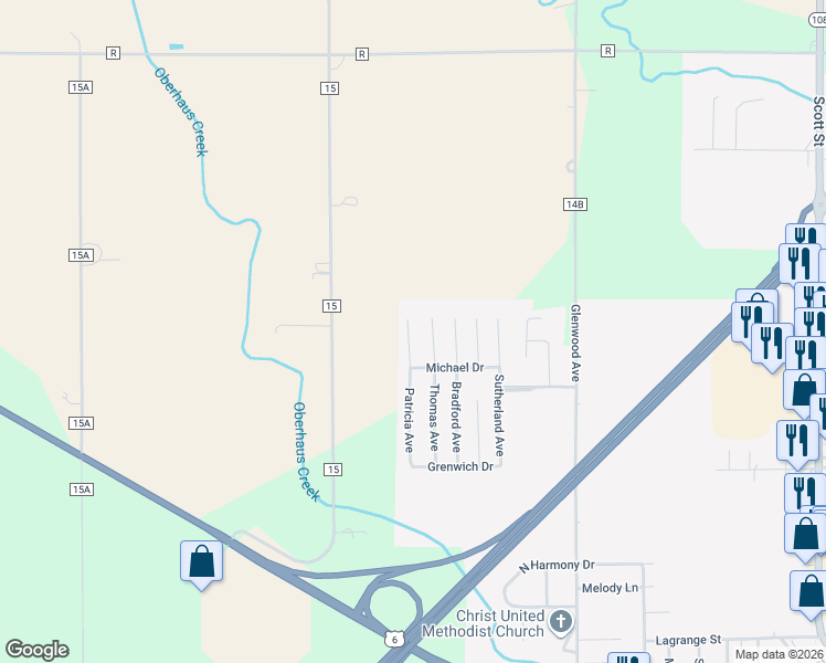 map of restaurants, bars, coffee shops, grocery stores, and more near 276 Patricia Avenue in Napoleon