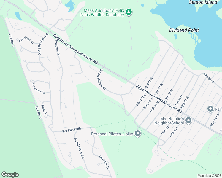 map of restaurants, bars, coffee shops, grocery stores, and more near 25 Smith Hollow Drive in Edgartown
