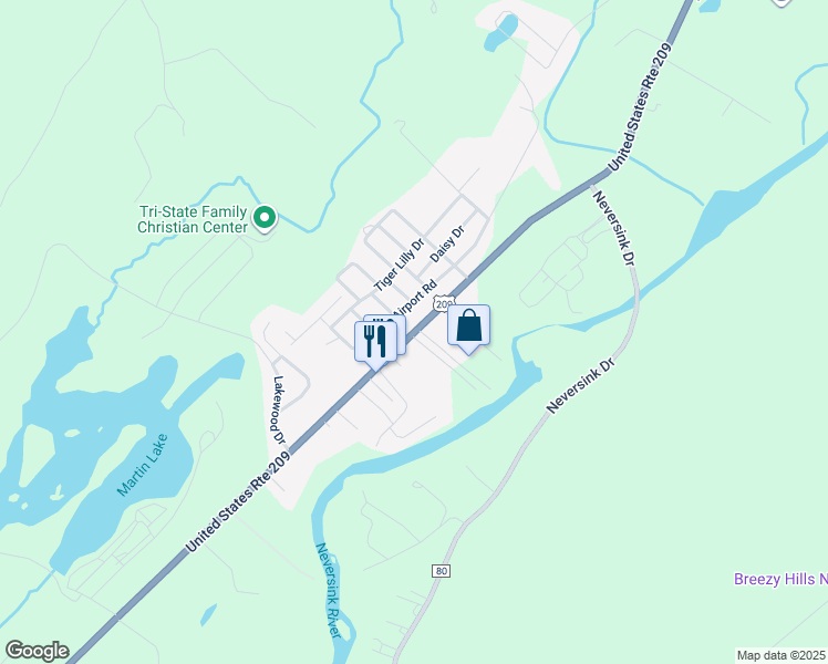 map of restaurants, bars, coffee shops, grocery stores, and more near 249 U.S. 209 in Port Jervis