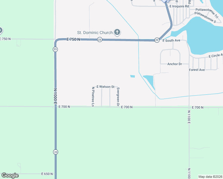 map of restaurants, bars, coffee shops, grocery stores, and more near 10255 East Watson Street in Walkerton