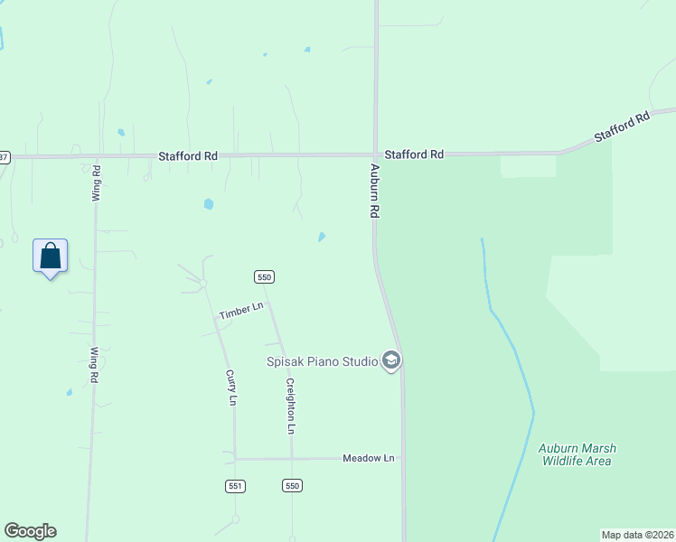 map of restaurants, bars, coffee shops, grocery stores, and more near 17050 Auburn Road in Chagrin Falls