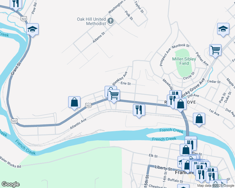 map of restaurants, bars, coffee shops, grocery stores, and more near 349 Pacific St in Franklin