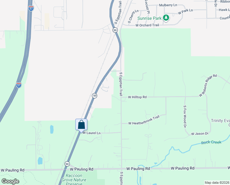 map of restaurants, bars, coffee shops, grocery stores, and more near 26648 South Egyptian Trail in Monee
