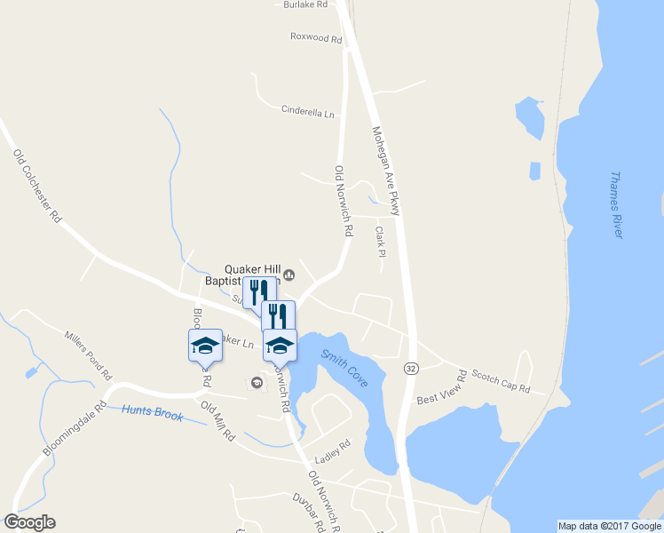 map of restaurants, bars, coffee shops, grocery stores, and more near 152 Old Norwich Road in Waterford