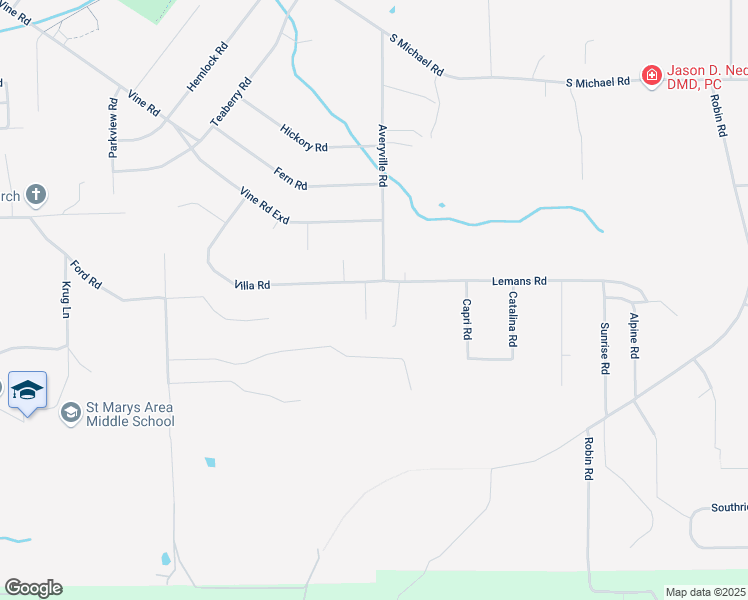 map of restaurants, bars, coffee shops, grocery stores, and more near 111 Nova Road in Saint Marys