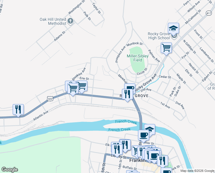 map of restaurants, bars, coffee shops, grocery stores, and more near 222 Pacific St in Franklin