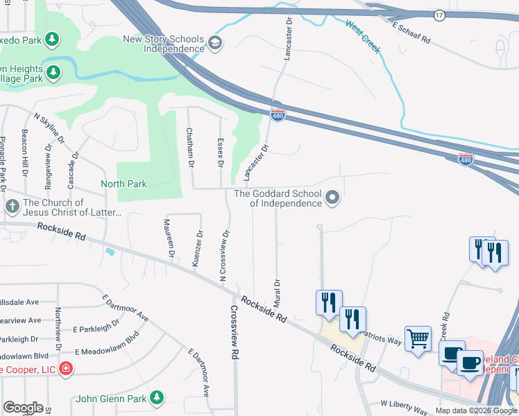 map of restaurants, bars, coffee shops, grocery stores, and more near 5777 Graydon Drive in Seven Hills