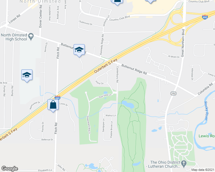 map of restaurants, bars, coffee shops, grocery stores, and more near 301 Vista Circle in North Olmsted