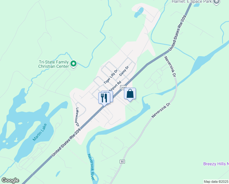 map of restaurants, bars, coffee shops, grocery stores, and more near 249 U.S. 209 in Port Jervis