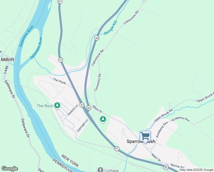 map of restaurants, bars, coffee shops, grocery stores, and more near 4 Ross Lane in Sparrow Bush