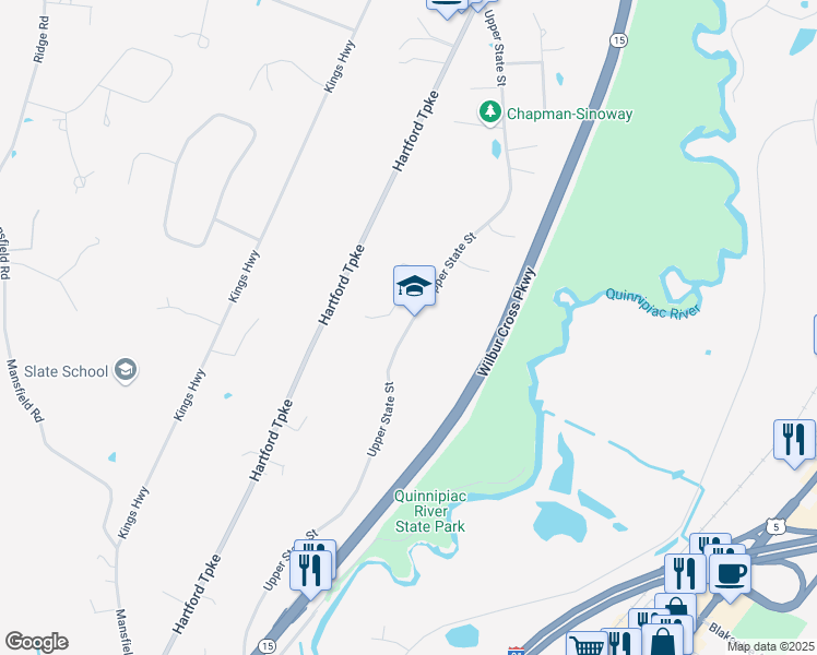 map of restaurants, bars, coffee shops, grocery stores, and more near 146 Upper State Street in North Haven