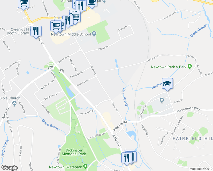 map of restaurants, bars, coffee shops, grocery stores, and more near 49 Queen Street in Newtown
