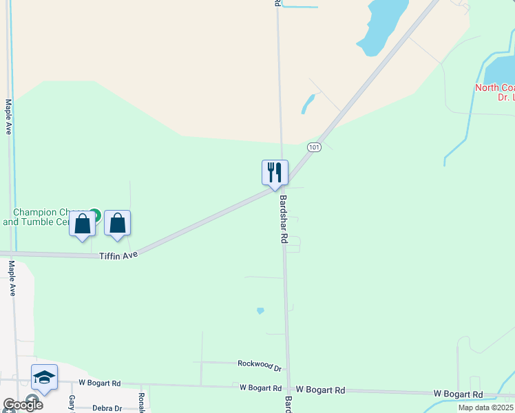 map of restaurants, bars, coffee shops, grocery stores, and more near 4906 Tiffin Avenue in Castalia