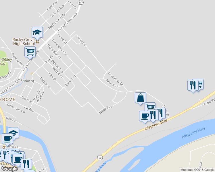 map of restaurants, bars, coffee shops, grocery stores, and more near 369 Front Street in Franklin