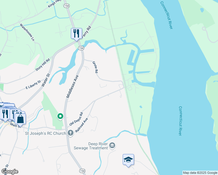 map of restaurants, bars, coffee shops, grocery stores, and more near 51 Railroad Avenue in Chester