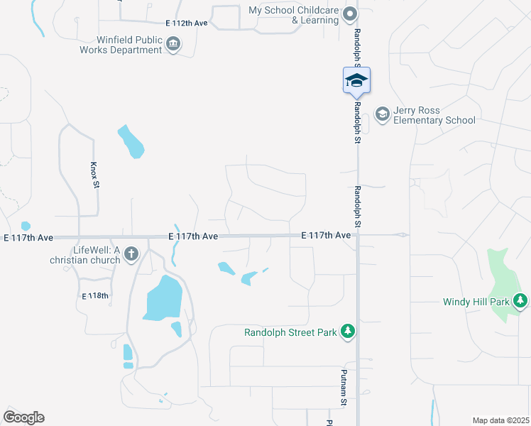 map of restaurants, bars, coffee shops, grocery stores, and more near 7500 East 117th Avenue in Crown Point