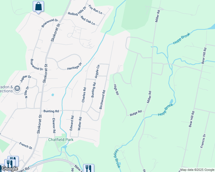 map of restaurants, bars, coffee shops, grocery stores, and more near 6 Anne Avenue in Seymour