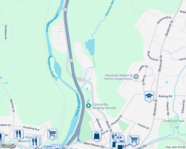 map of restaurants, bars, coffee shops, grocery stores, and more near 8 Rimmondale Street in Seymour
