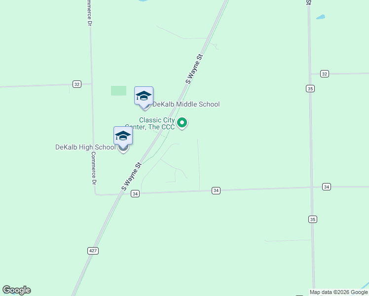 map of restaurants, bars, coffee shops, grocery stores, and more near 3399 County Road 34 in Waterloo