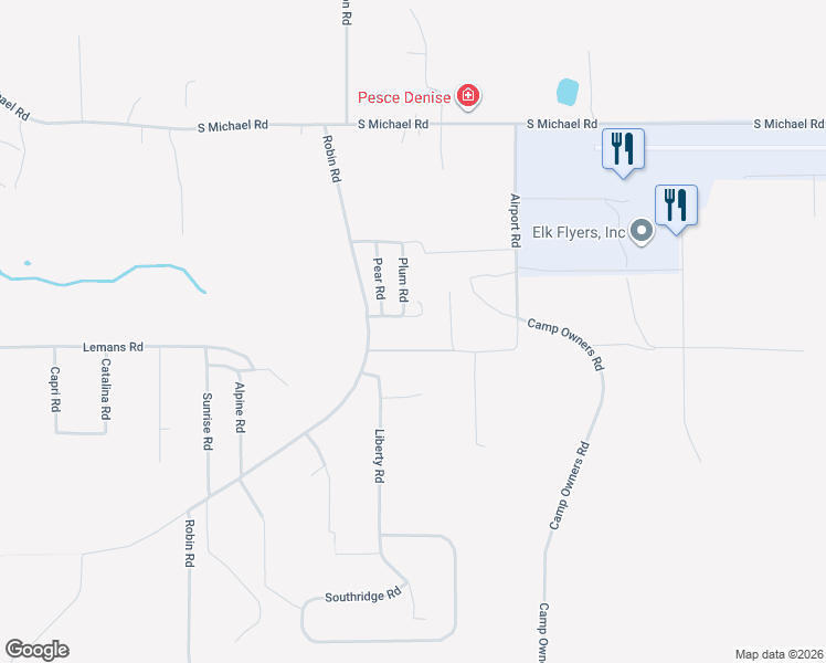 map of restaurants, bars, coffee shops, grocery stores, and more near Peach Road in Saint Marys