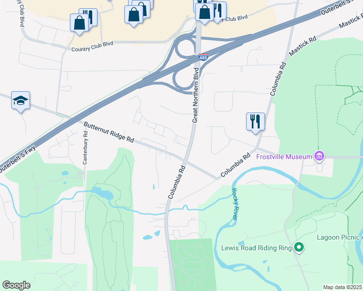 map of restaurants, bars, coffee shops, grocery stores, and more near 5790 Great Northern Boulevard in North Olmsted