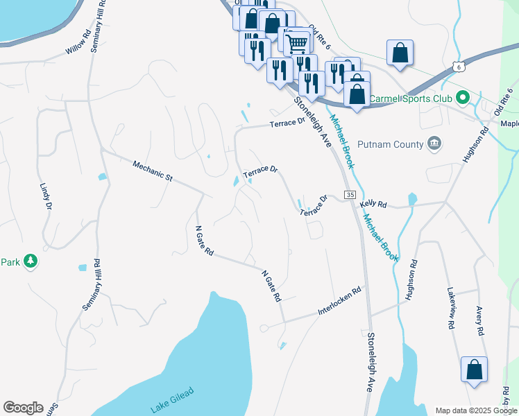 map of restaurants, bars, coffee shops, grocery stores, and more near 15 Dickinson Place in Carmel Hamlet