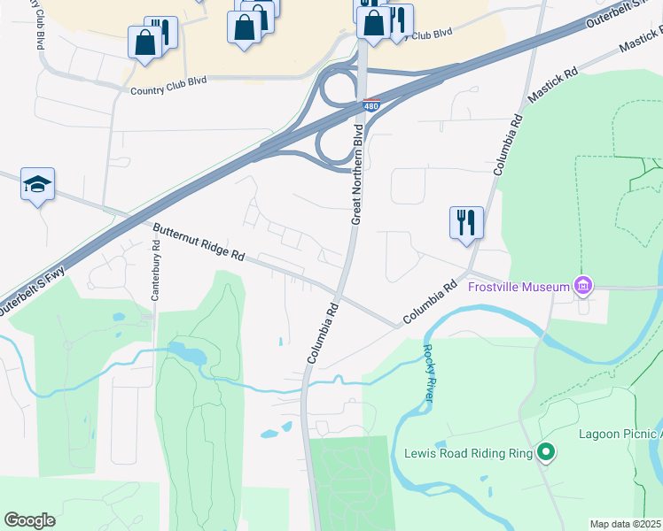 map of restaurants, bars, coffee shops, grocery stores, and more near 5790 Great Northern Boulevard in North Olmsted