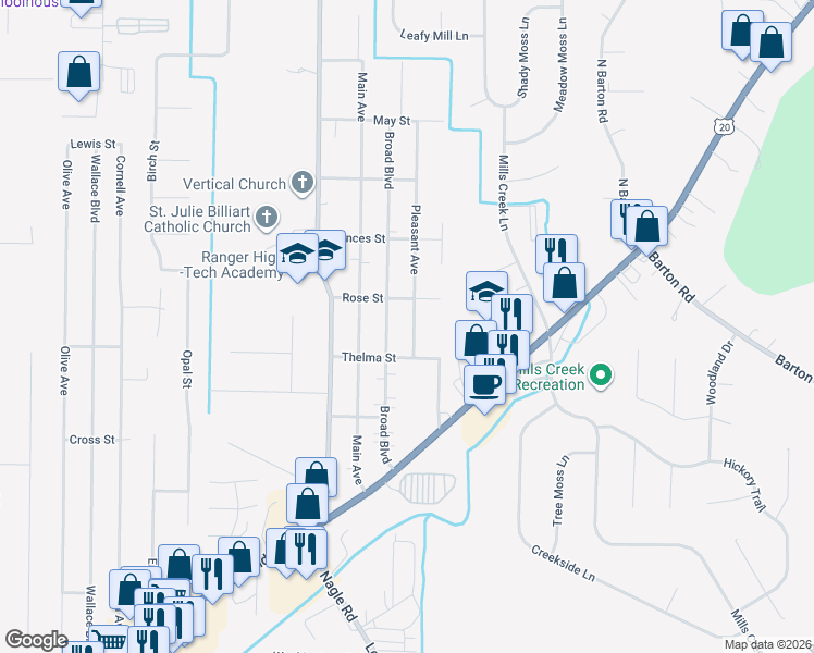 map of restaurants, bars, coffee shops, grocery stores, and more near 5675 Pleasant Avenue in North Ridgeville