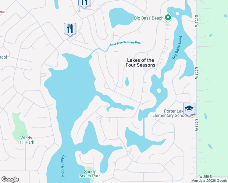 map of restaurants, bars, coffee shops, grocery stores, and more near 1400 Happy Valley Road in Crown Point
