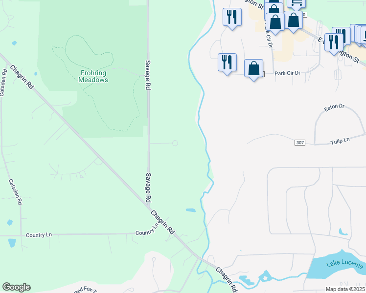 map of restaurants, bars, coffee shops, grocery stores, and more near 7985 McFarland Ridge in Chagrin Falls