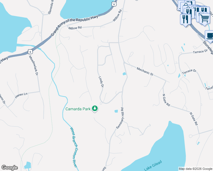 map of restaurants, bars, coffee shops, grocery stores, and more near 7 Little Pond Lane in Carmel Hamlet