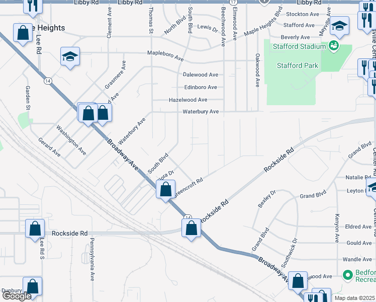 map of restaurants, bars, coffee shops, grocery stores, and more near 103 Flora Drive in Bedford