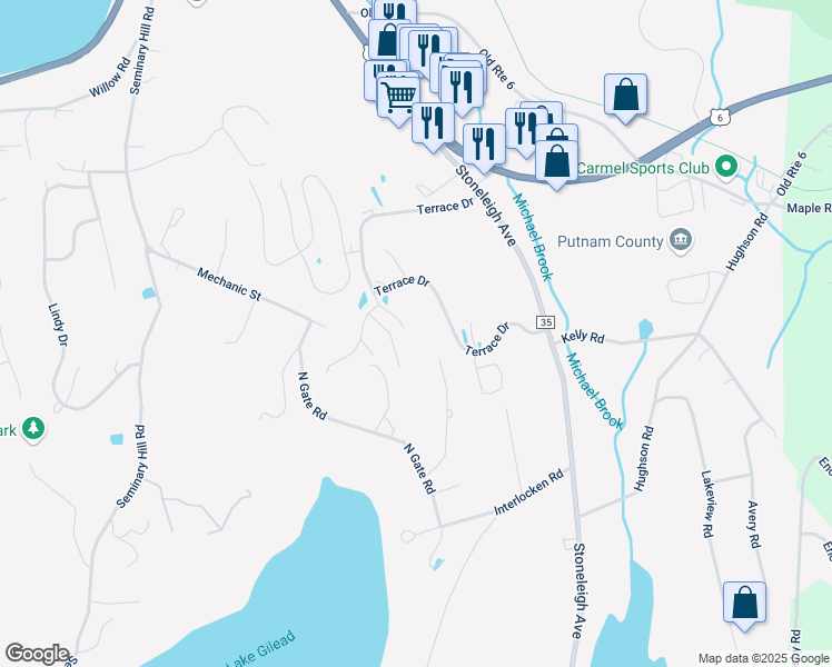 map of restaurants, bars, coffee shops, grocery stores, and more near 15 Dickinson Place in Carmel Hamlet