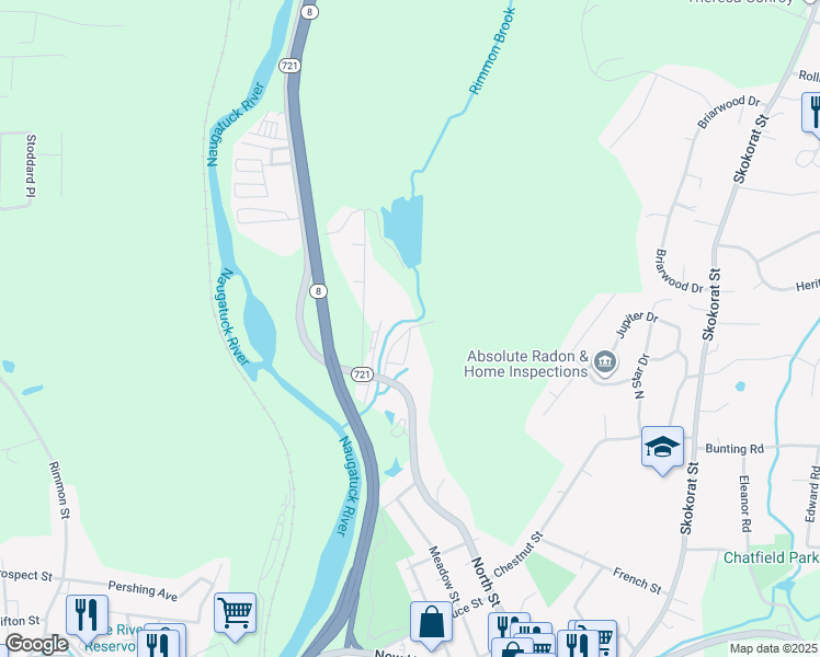 map of restaurants, bars, coffee shops, grocery stores, and more near 8 Rimmondale Street in Seymour