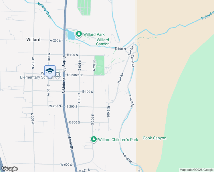 map of restaurants, bars, coffee shops, grocery stores, and more near 82 South 300 East in Willard