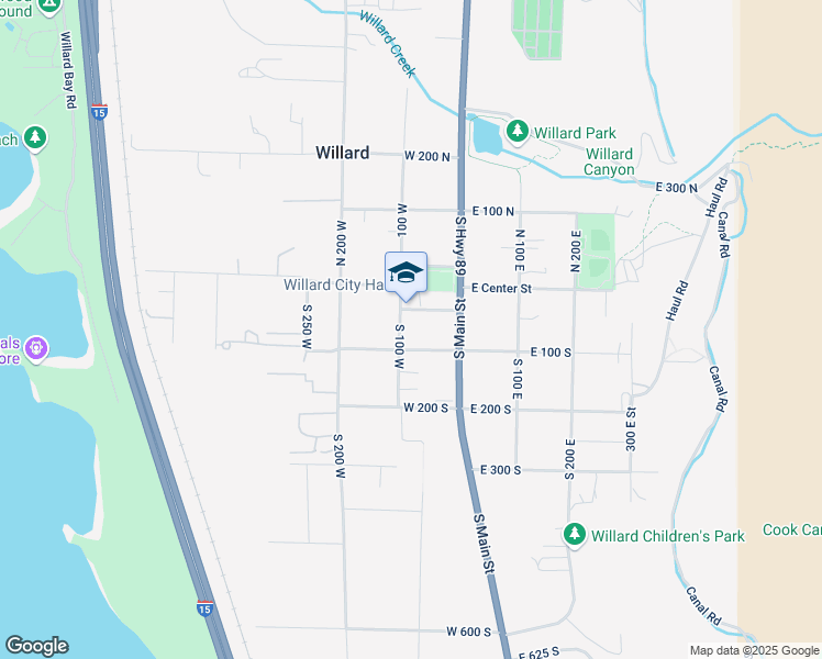 map of restaurants, bars, coffee shops, grocery stores, and more near 71 South 100 West in Willard
