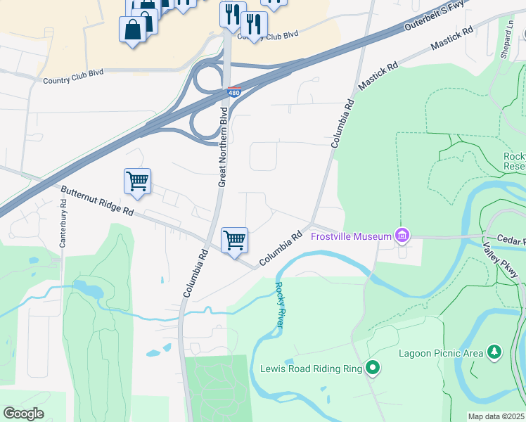 map of restaurants, bars, coffee shops, grocery stores, and more near 25001 Carey Lane in North Olmsted