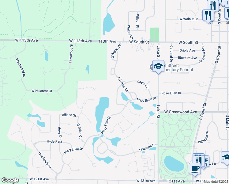 map of restaurants, bars, coffee shops, grocery stores, and more near 669 Davis Circle in Crown Point