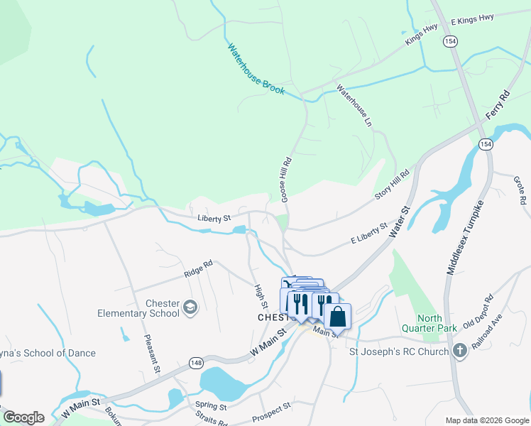 map of restaurants, bars, coffee shops, grocery stores, and more near 7 Liberty Street in Chester