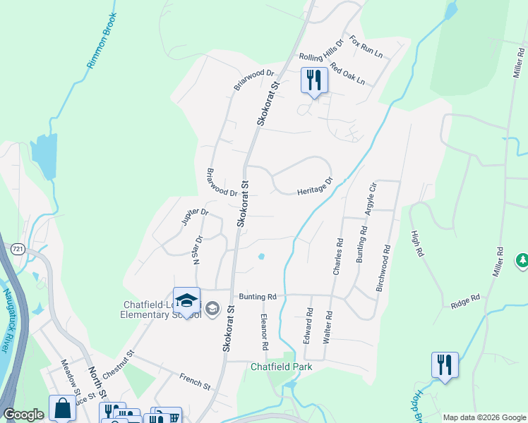 map of restaurants, bars, coffee shops, grocery stores, and more near 5 Barn Hill Lane in Seymour