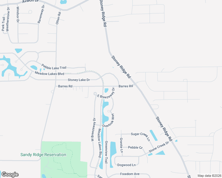 map of restaurants, bars, coffee shops, grocery stores, and more near 5656 East Breezeway Drive in North Ridgeville