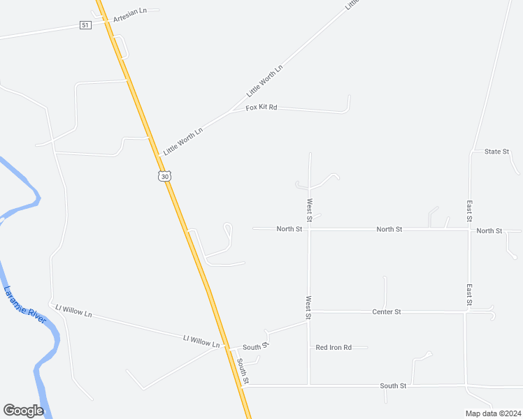map of restaurants, bars, coffee shops, grocery stores, and more near 7 North Street in Laramie