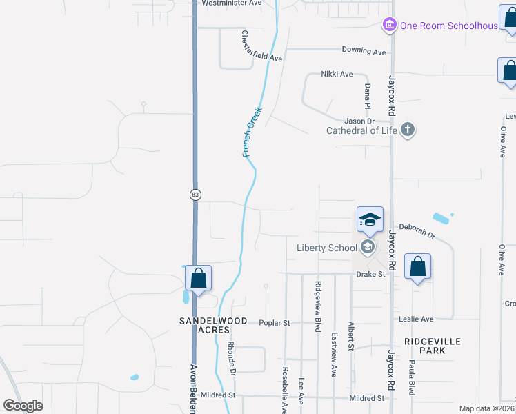 map of restaurants, bars, coffee shops, grocery stores, and more near 5481 Avon Belden Road in North Ridgeville