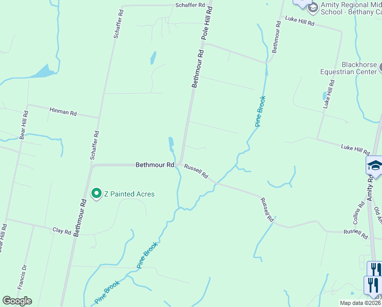 map of restaurants, bars, coffee shops, grocery stores, and more near 378 Bethmour Road in Bethany