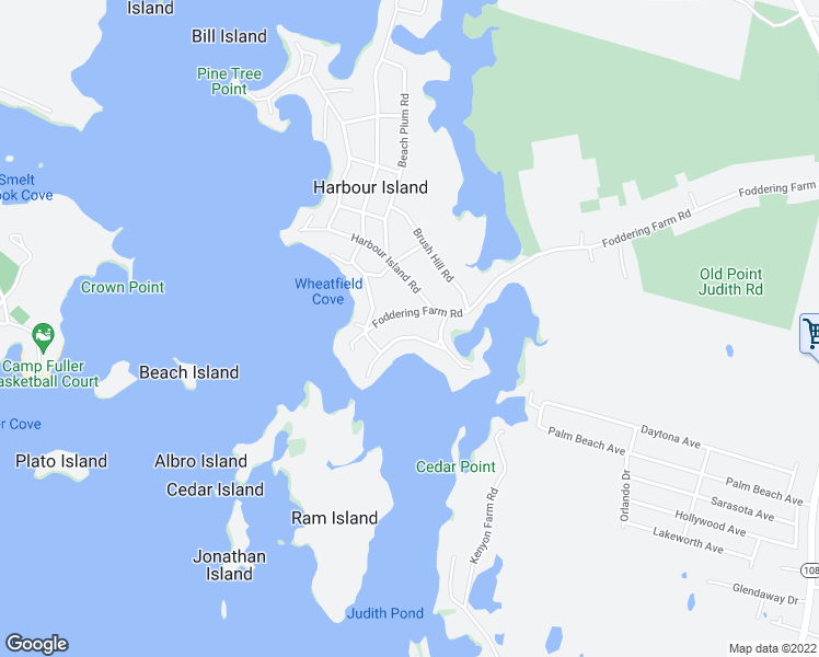 map of restaurants, bars, coffee shops, grocery stores, and more near 43 Flintstone Road in Narragansett