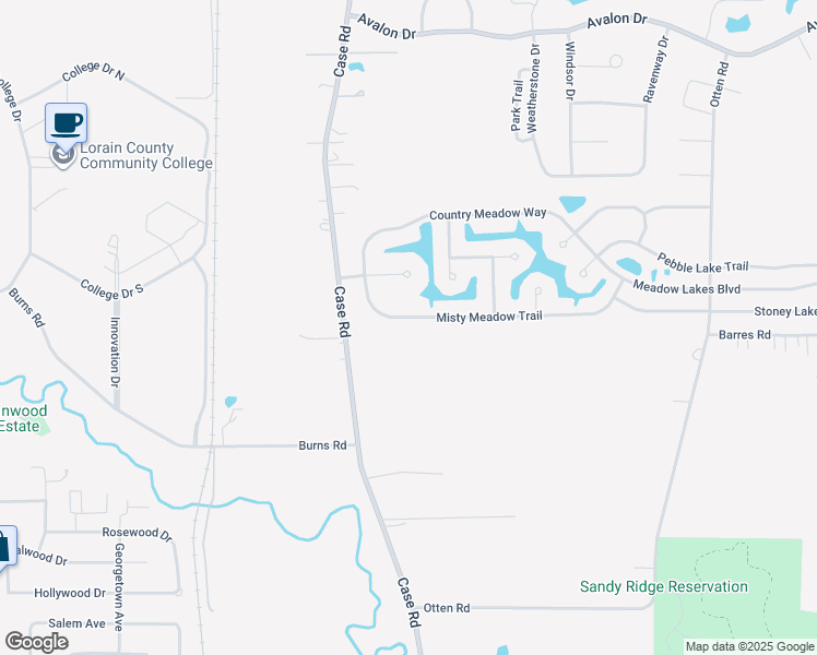 map of restaurants, bars, coffee shops, grocery stores, and more near 38602 Misty Meadow Trail in North Ridgeville